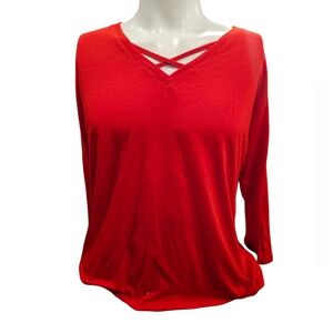 Women's Jennifer Lauren Size 1X‎ Red Long Sleeve Top